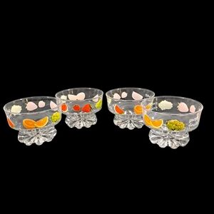 Parka Glass Sweet Fruit Serving Small Pedestal Bowl Dishes Set Of 4